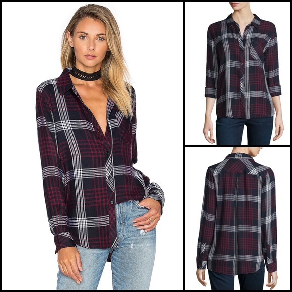 Rails Tops - Rails Dolman Sleeve Plaid Button Down Shirt Top